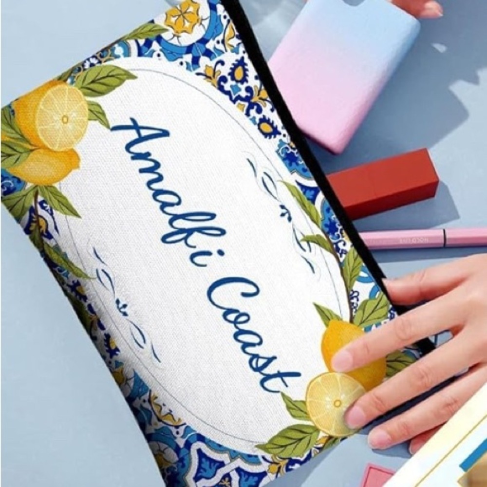 Lemon Print Cosmetic Pouch